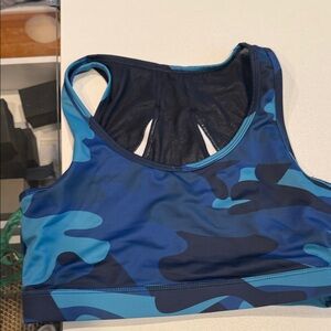 Zyia Blue Camo Women's sports bra.